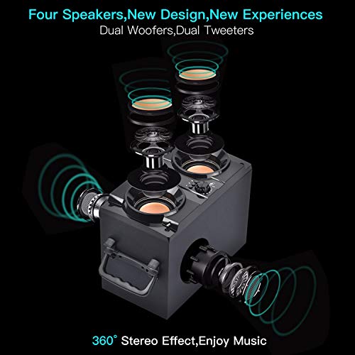 Portable Bluetooth Speaker with Double Subwoofer & LED Lights