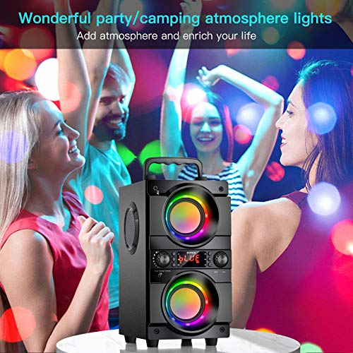 Portable Bluetooth Speaker with Double Subwoofer & LED Lights