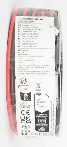 Sonero® 10m Red/Black Speaker Cable 2x2.50mm²