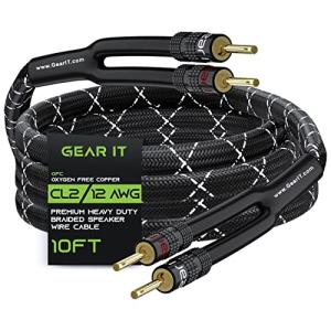 GearIT 10ft Gold-Plated Speaker Cable with Braided Design