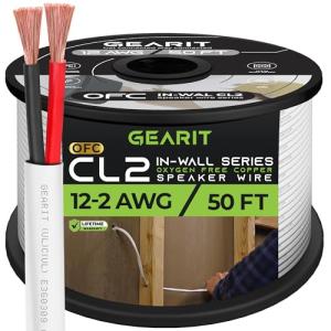 GearIT 12 Gauge In-Wall Speaker Wire - 50ft
