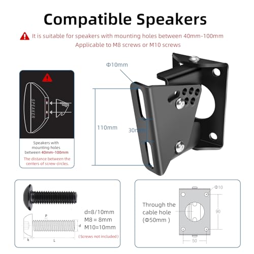 Universal Heavy-Duty Wall Mount Speaker Brackets