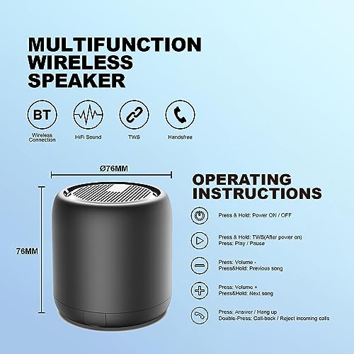 Portable Bluetooth Speaker with 3D Stereo HiFi Bass