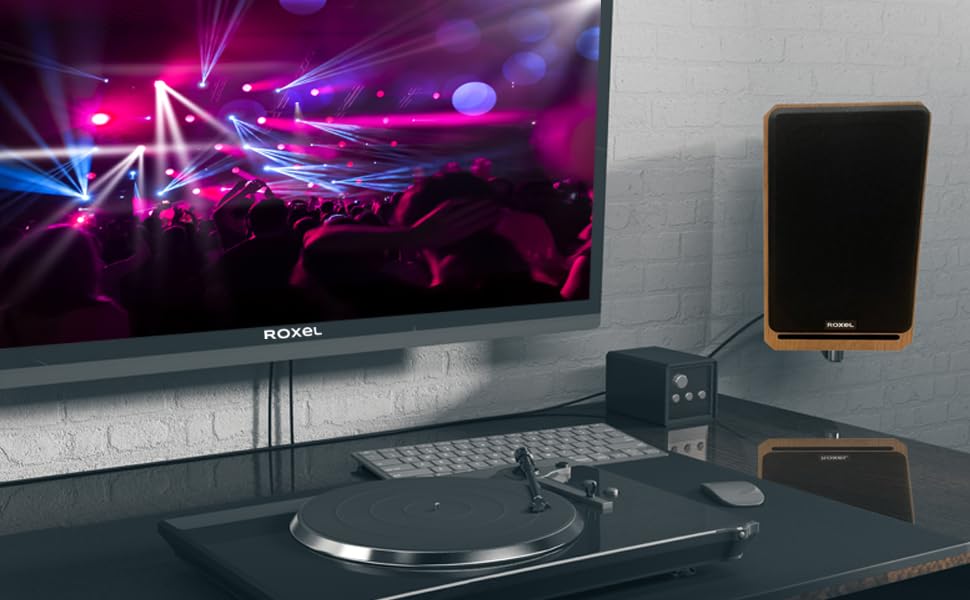 Roxel RBS 300 Oak Bookshelf Speaker with Deep Bass