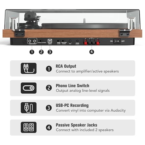 Udreamer Hi-Fi Turntable System with Bluetooth Speakers