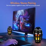 ALLOMN LED Bluetooth Flame Outdoor Speakers