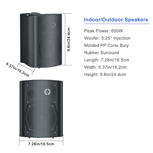 StudioFinix 600W Waterproof Outdoor Speakers - Black Pair