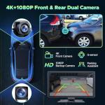 LAMTTO Wireless Car Stereo with 4K Dash Cam