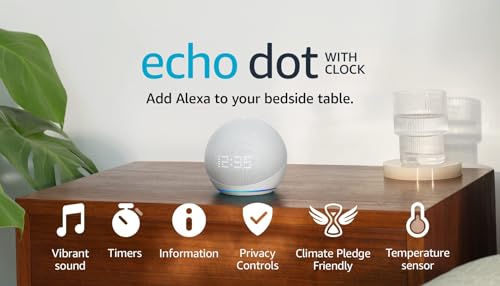 Echo Dot Clock (5th Gen) - Glacier White