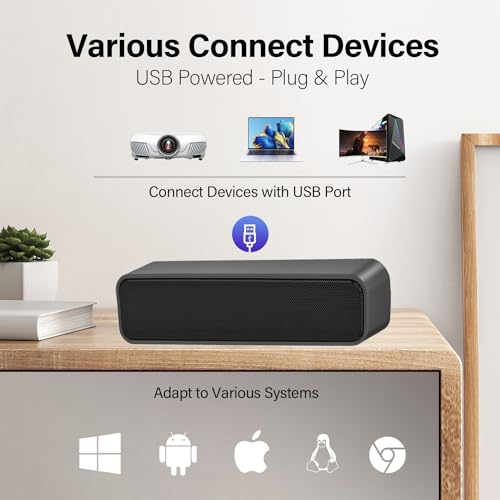 ADELGO Mini Portable USB Soundbar for PCs