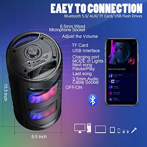 30W Portable Bluetooth Speaker with LED Lights