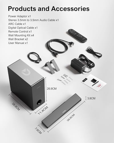 ULTIMEA Ultra Slim Sound Bar with Subwoofer