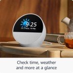 Echo Spot Alarm Clock with Alexa – Glacier White