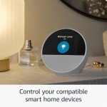 Echo Spot Alarm Clock with Alexa – Glacier White