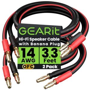 14 AWG Speaker Cable with Banana Plugs - 3 Ft