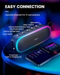 MEGUO 20W Waterproof Bluetooth Speaker with RGB Lights