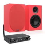 Bookshelf Speakers with Magnetic Grille and Amplifier