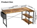 L Shaped Desk with Bookshelf for Home Office