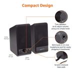 Amazon Basics USB-Powered Desktop Speakers, Black