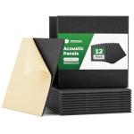 12 Pack Acoustic Soundproofing Wall Panels - Black