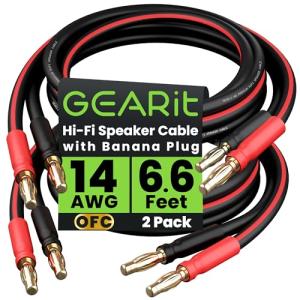 GearIT 14 AWG Bi-Wire Speaker Cable with Plugs