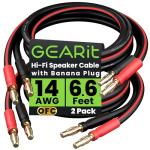 GearIT 14 AWG Bi-Wire Speaker Cable with Plugs