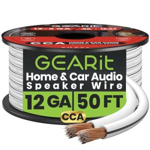 GearIT 12 AWG Speaker Wire, 50 Feet, White