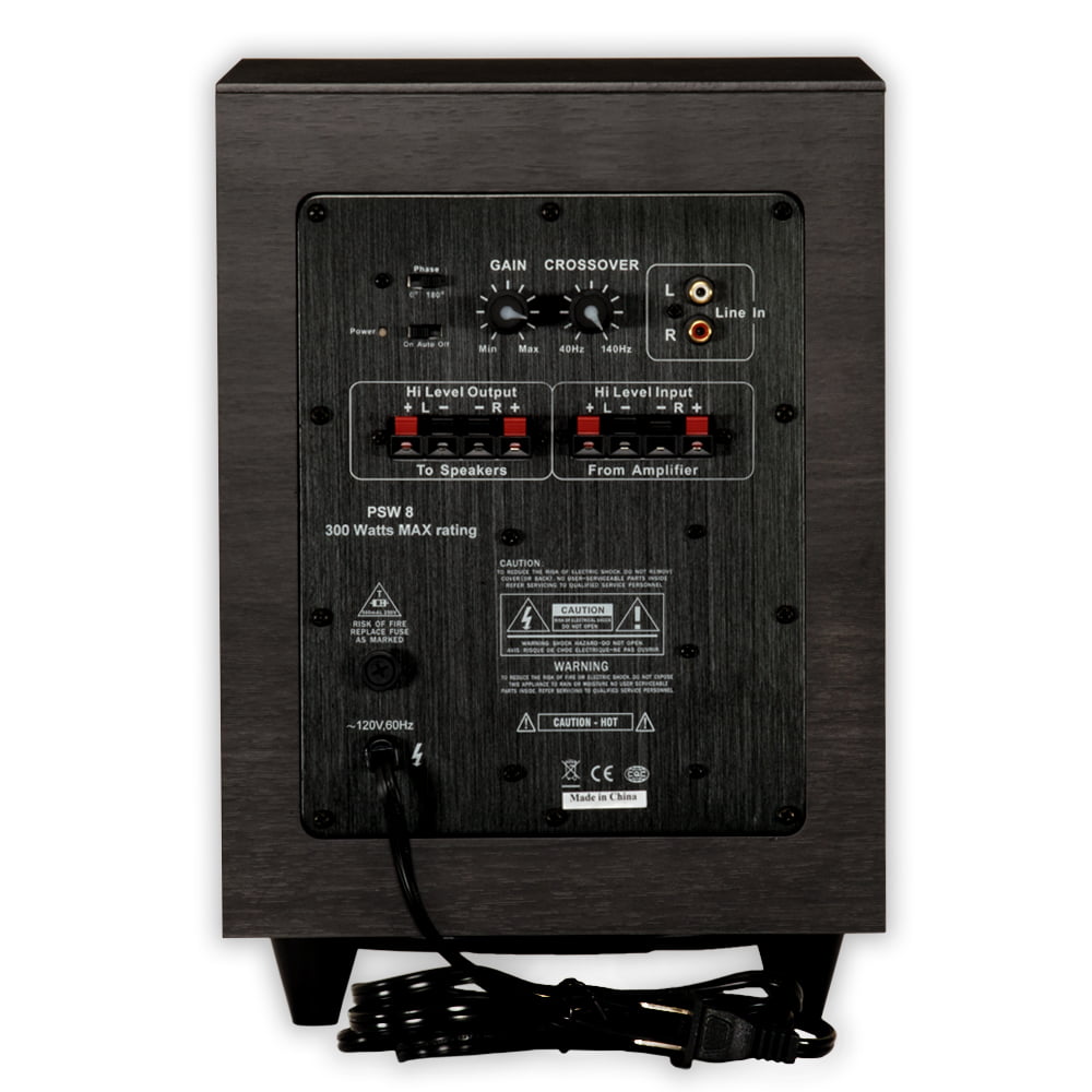 300W Acoustic Audio PSW-8 Subwoofer (Black)
