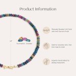 Rainbow Tourmaline Beaded Choker with Gold Bow
