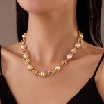Elegant Gold Pearl Choker Necklace for Women