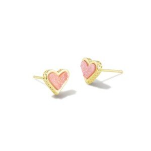 Kendra Scott Ari Heart Stud Earrings in Light Pink
