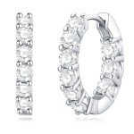 Sterling Silver Huggie Hoop Earrings with Diamond