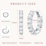 Sterling Silver Huggie Hoop Earrings with Diamond