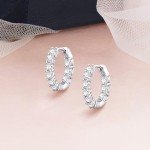Sterling Silver Huggie Hoop Earrings with Diamond