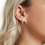 Sterling Silver Huggie Hoop Earrings with Diamond