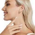 Sterling Silver Huggie Hoop Earrings with Diamond