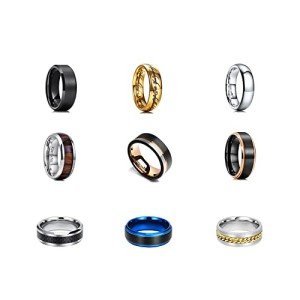 King Will Men's 5-Piece Fashion Ring Set