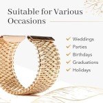 Elegant Adjustable 18K Gold Wide Cuff Bracelet
