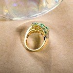 Emerald Green Leaf Sterling Silver Ring for Women