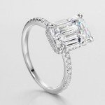 Emerald Cut Cubic Zirconia Engagement Ring for Women