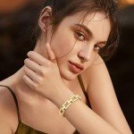 18K Gold Plated Geometric Aesthetic Cuff Bracelet