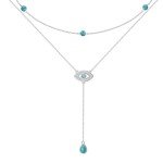 Turquoise Evil Eye Layered Necklace for Women
