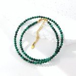 Minimalist 3mm Malachite Crystal Choker Necklace