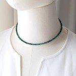 Minimalist 3mm Malachite Crystal Choker Necklace