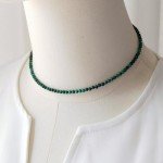 Minimalist 3mm Malachite Crystal Choker Necklace