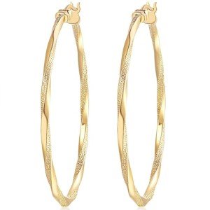 Twisted 14K Gold Hoop Earrings for Women