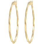 Twisted 14K Gold Hoop Earrings for Women