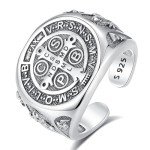 St. Benedict Sterling Silver Pinky Signet Ring