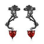 Gothic Black Rose Ear Climbers in Sterling Silver