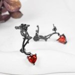 Gothic Black Rose Ear Climbers in Sterling Silver